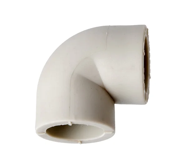 Fitting (corner) to connect to polypropylene tubes, isolated — Stock Photo, Image